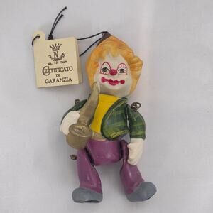 Rare Capodimonte Porcelain Articulated Clown Musician Hand Painted Italy